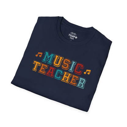 Retro Music Teacher Tee 🎶 Colorful Educator Shirt - Music Appreciation Gift