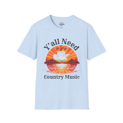 Y'all Need Country Tee 🤠🎶 Sunset Cowboy Hat Shirt