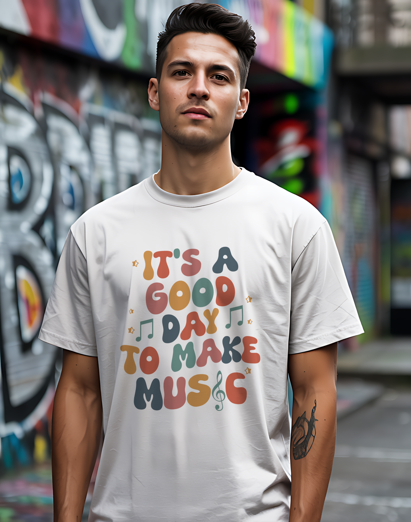 It's A Good Day To Make Music Tee 🎶 Retro Inspired Musician Shirt - Positive Vibes