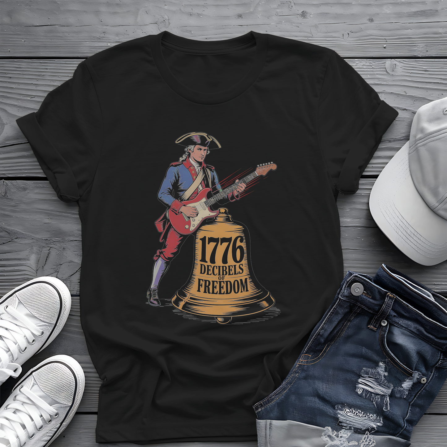 1776 Decibels Tee 🎸 Patriotic 4th of July Music Shirt - Freedom Rock