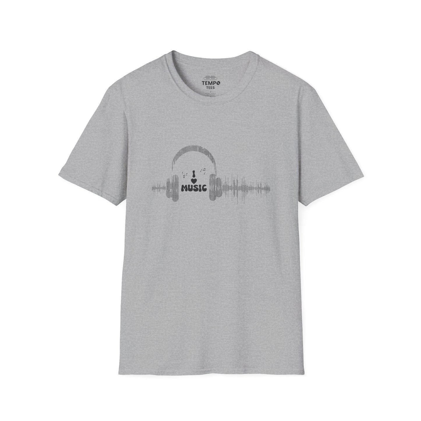 Headphones & Soundwave Tee 🎧 Minimalist Music Shirt - Audiophile Gift