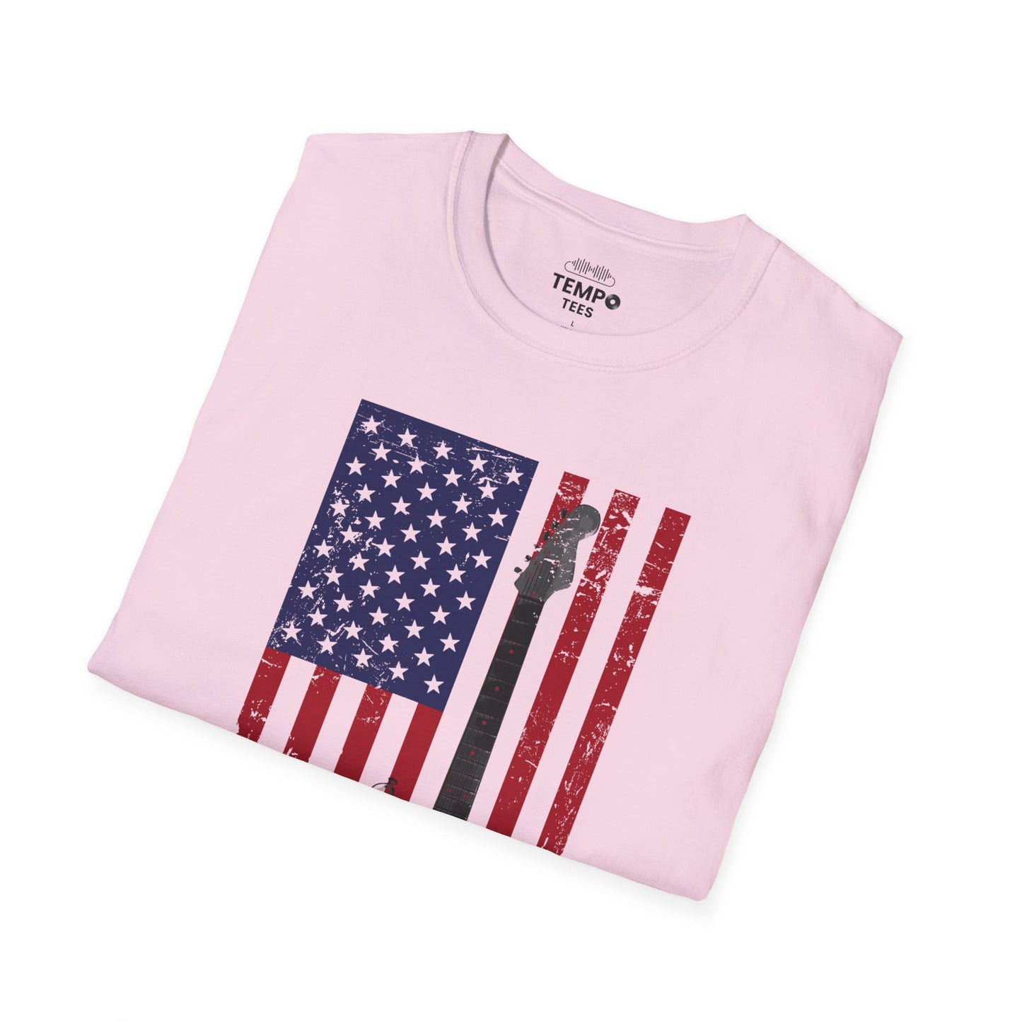 American Flag Guitar Tee 🎸 Patriotic Music Shirt - USA Guitarist Gift