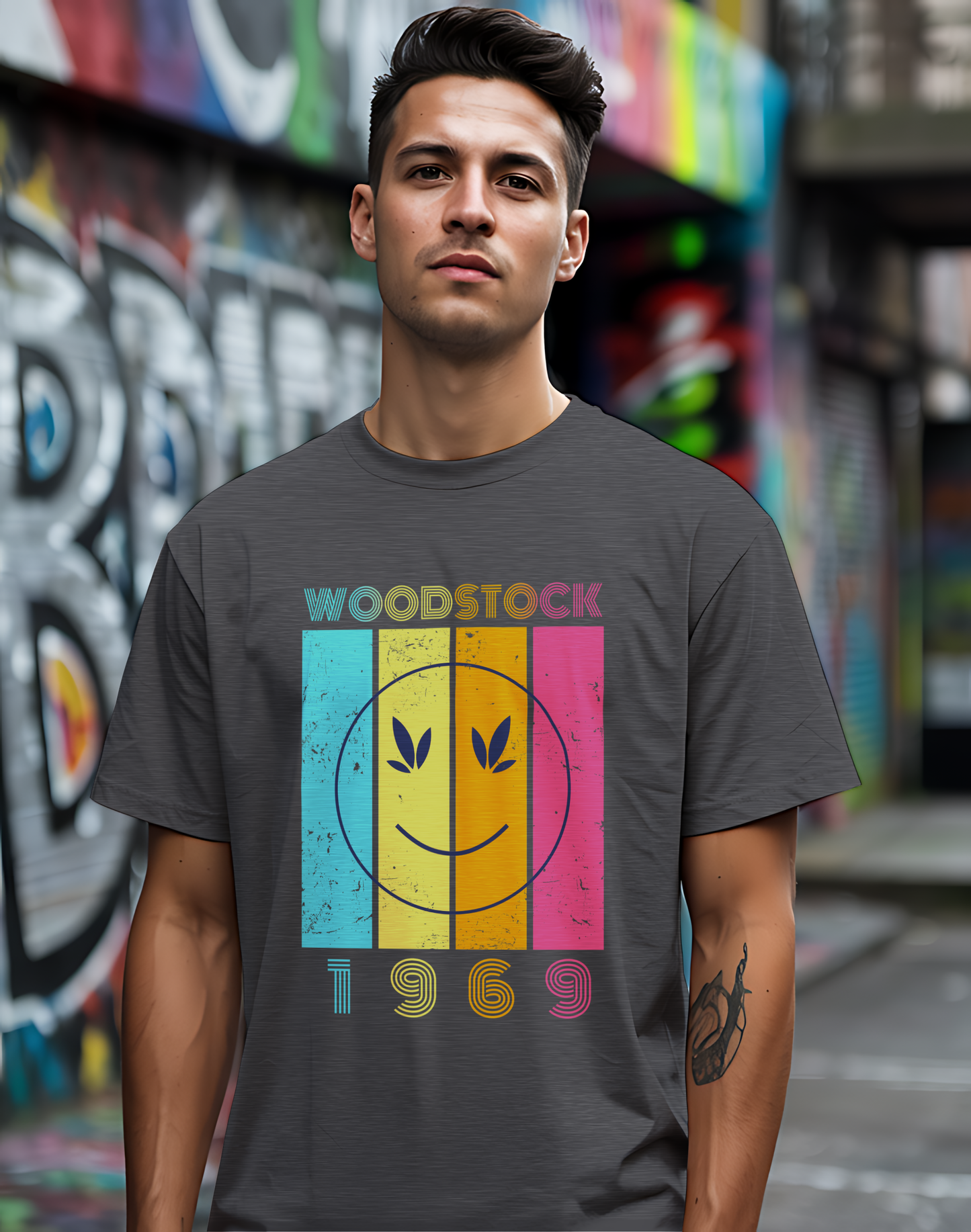 Woodstock 1969 Smiley Tee ☮️ Retro Music Festival Shirt