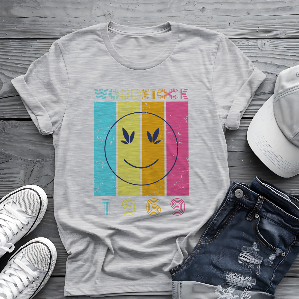 Woodstock 1969 Smiley Tee ☮️ Retro Music Festival Shirt