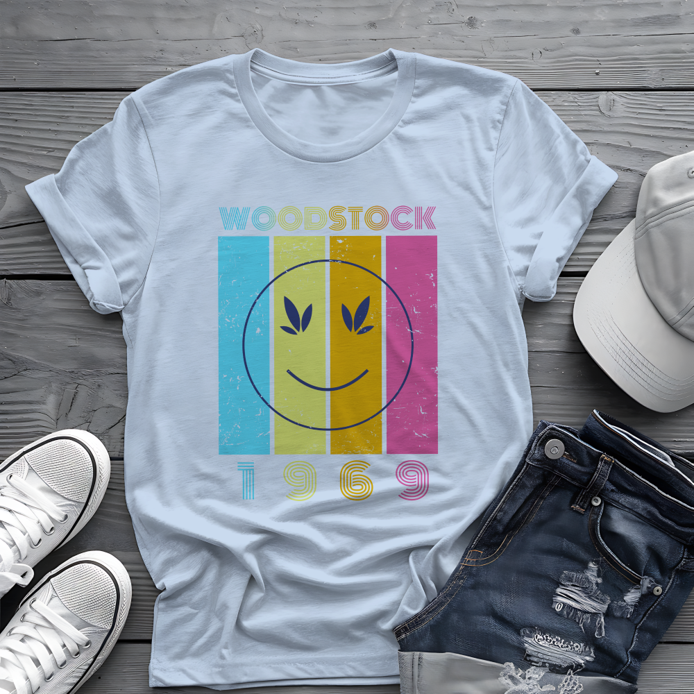 Woodstock 1969 Smiley Tee ☮️ Retro Music Festival Shirt