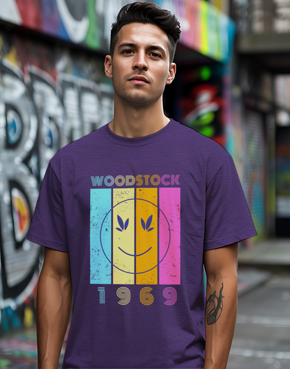 Woodstock 1969 Smiley Tee ☮️ Retro Music Festival Shirt