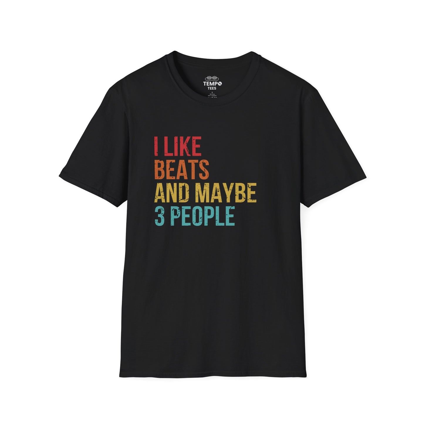 I Like Beats and Maybe 3 People Tee 🎧 Funny Hip Hop Music Shirt - Retro Design