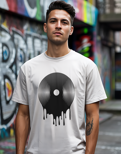Melting Vinyl Record Tee 🎶 Abstract Music Art Shirt - Vinyl Lover Gift