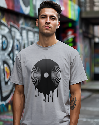 Melting Vinyl Record Tee 🎶 Abstract Music Art Shirt - Vinyl Lover Gift