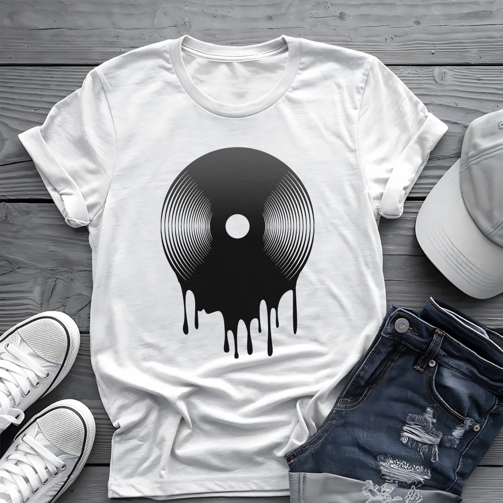Melting Vinyl Record Tee 🎶 Abstract Music Art Shirt - Vinyl Lover Gift