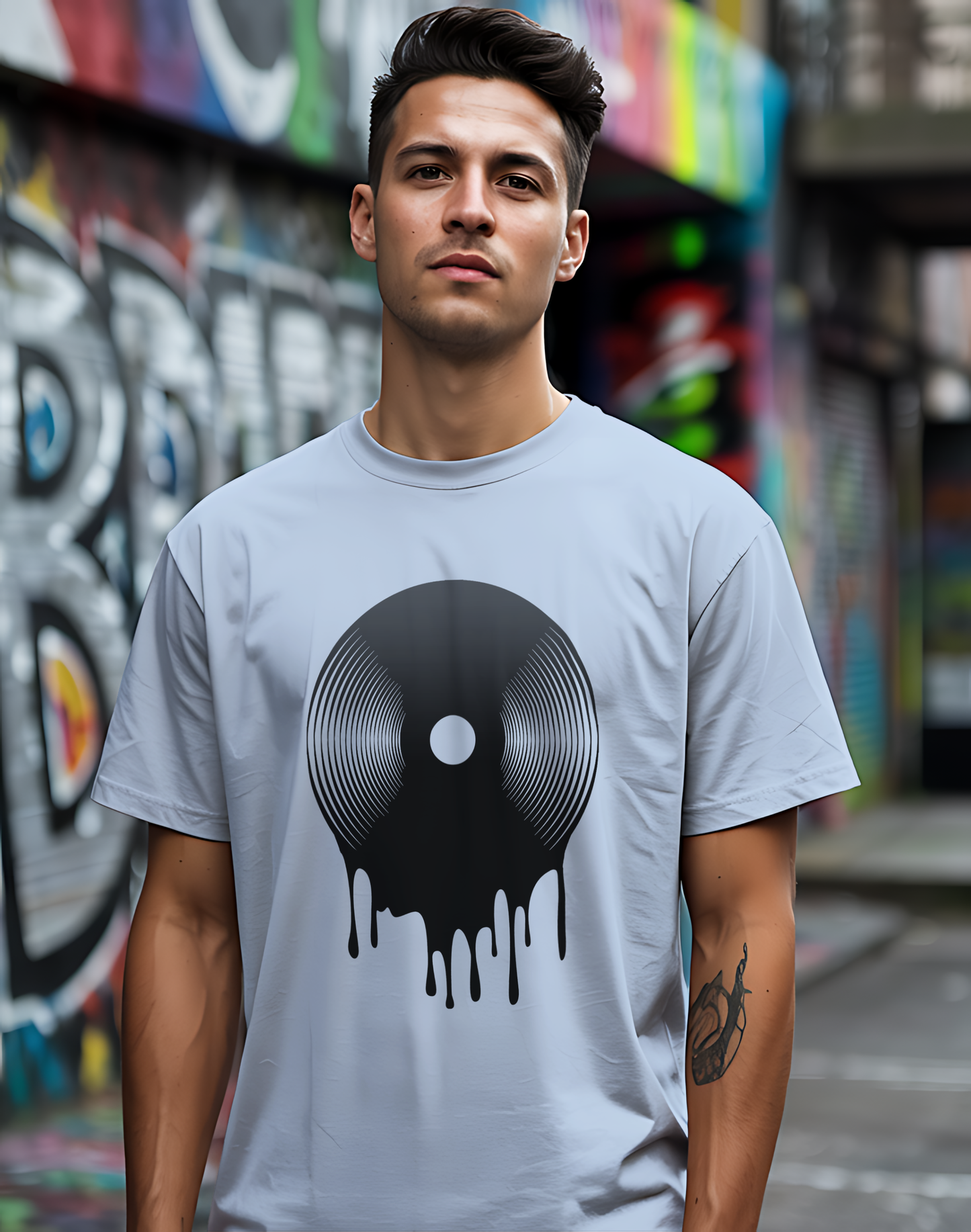 Melting Vinyl Record Tee 🎶 Abstract Music Art Shirt - Vinyl Lover Gift