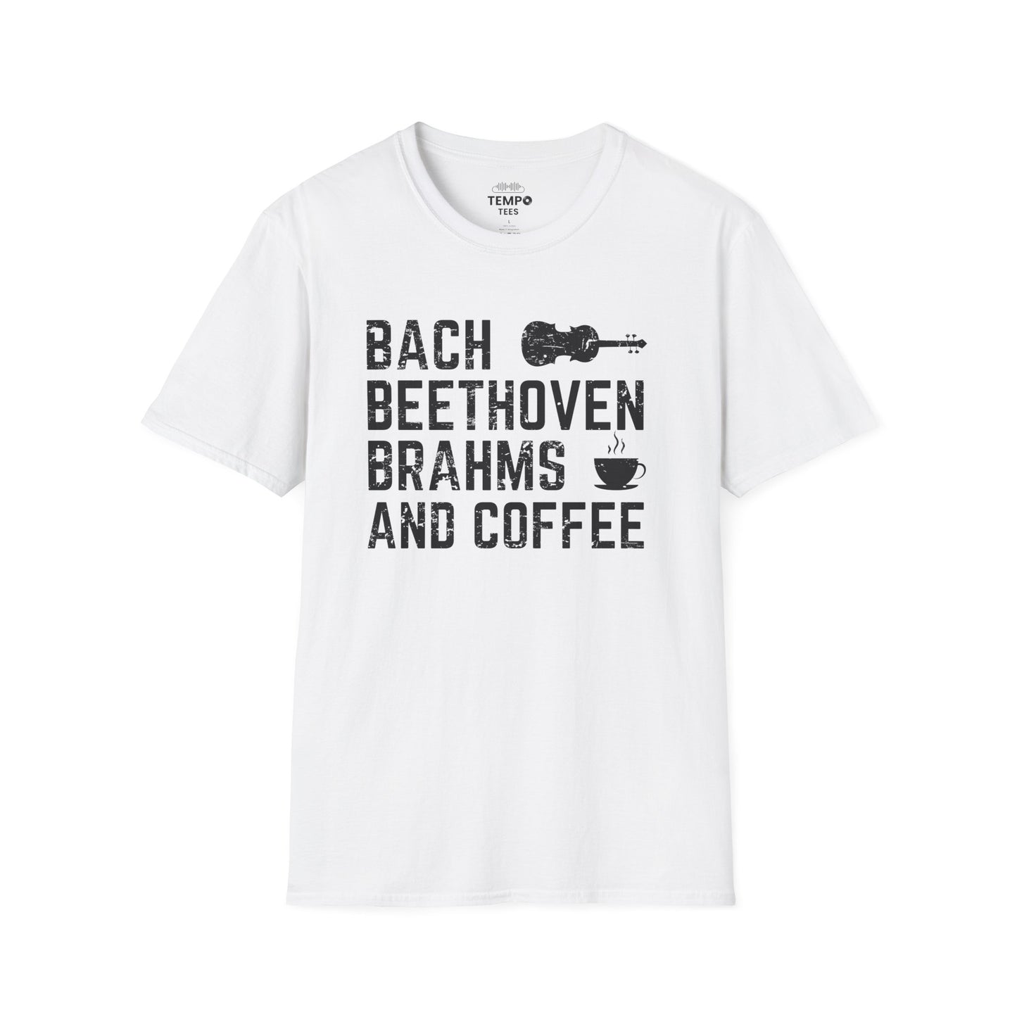 Bach Beethoven Brahms And Coffee Tee ☕ Funny Classical Music Shirt - Coffee Lover Gift