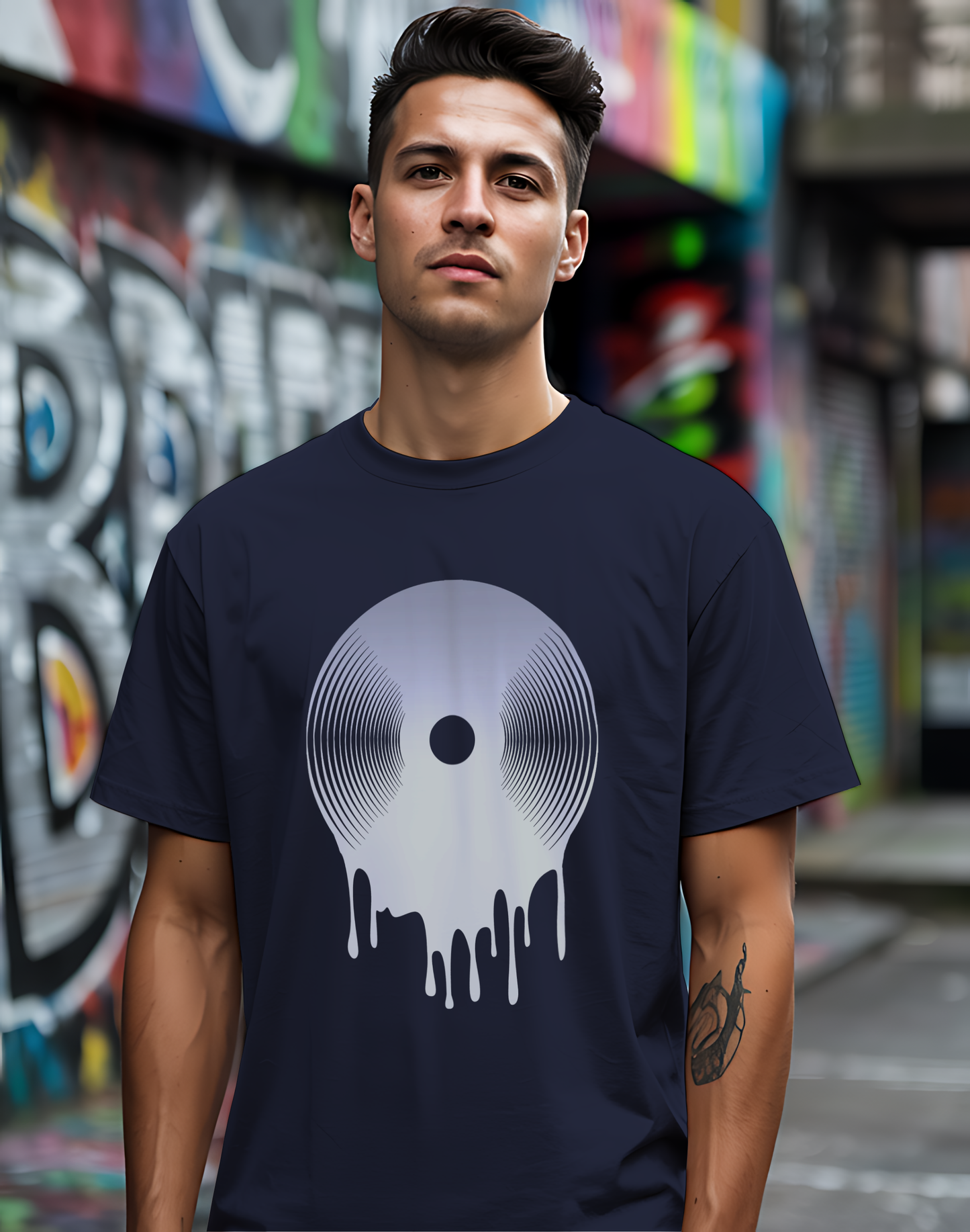 Melting Vinyl Record Tee 🎶 Abstract Music Art Shirt - Vinyl Lover Gift