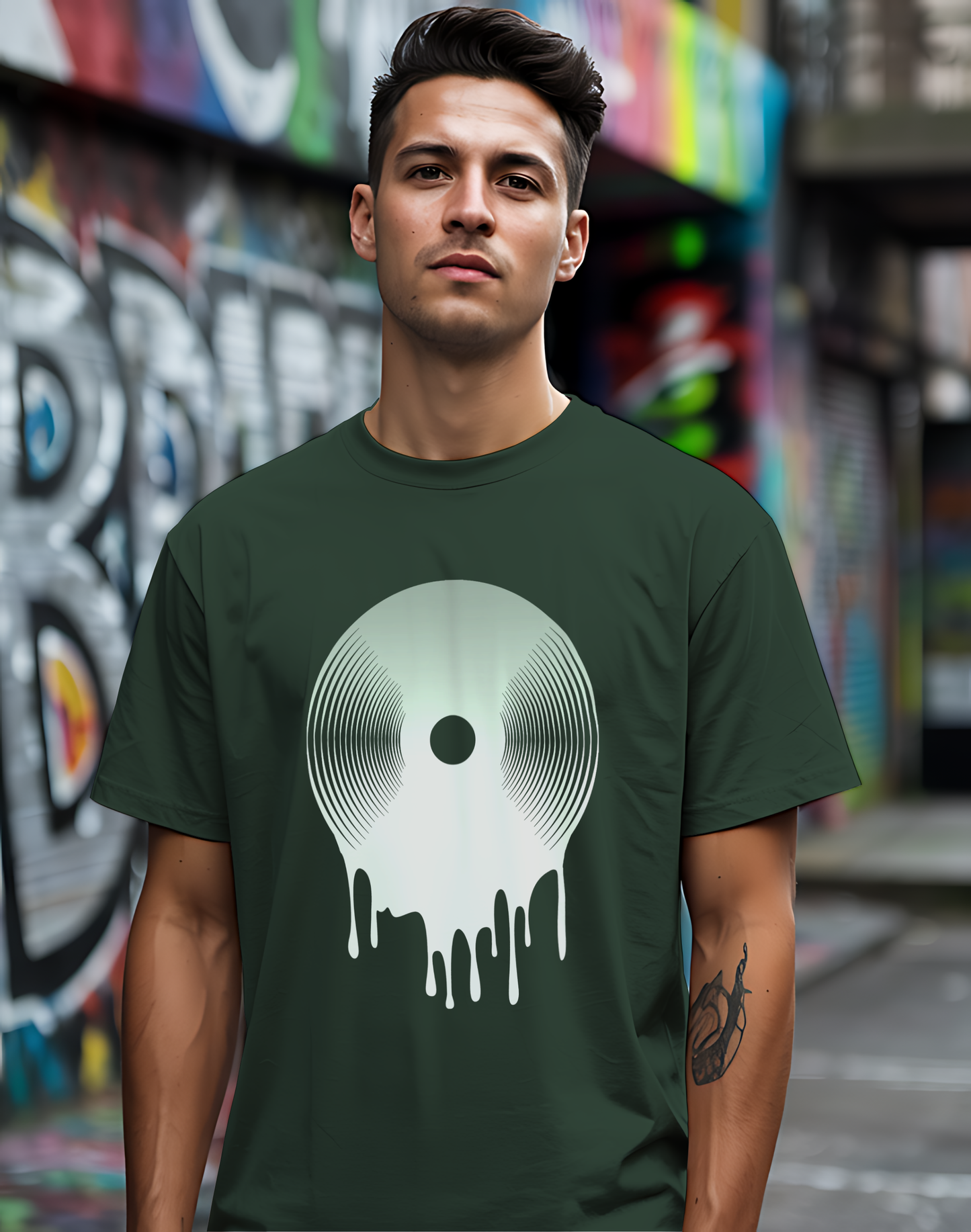 Melting Vinyl Record Tee 🎶 Abstract Music Art Shirt - Vinyl Lover Gift