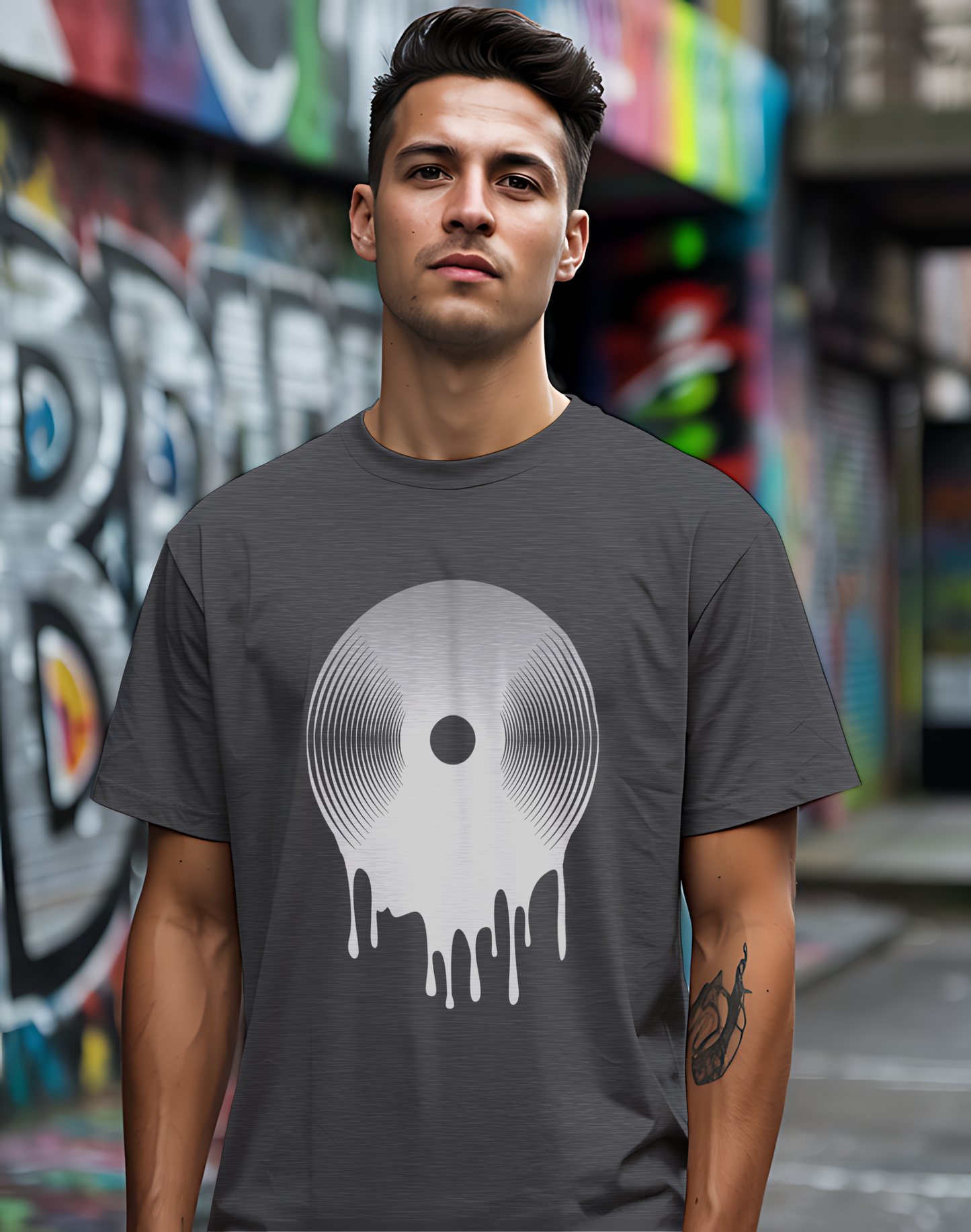 Melting Vinyl Record Tee 🎶 Abstract Music Art Shirt - Vinyl Lover Gift