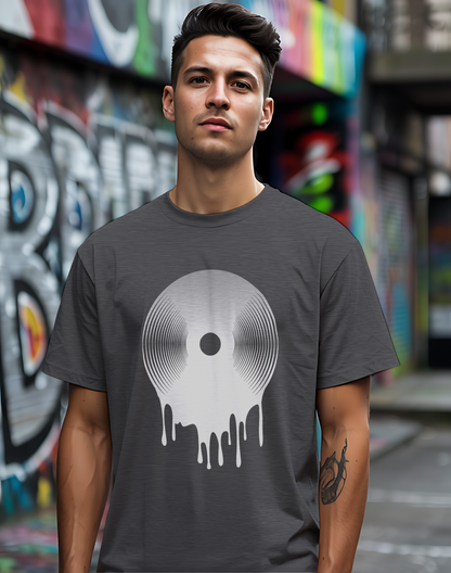 Melting Vinyl Record Tee 🎶 Abstract Music Art Shirt - Vinyl Lover Gift