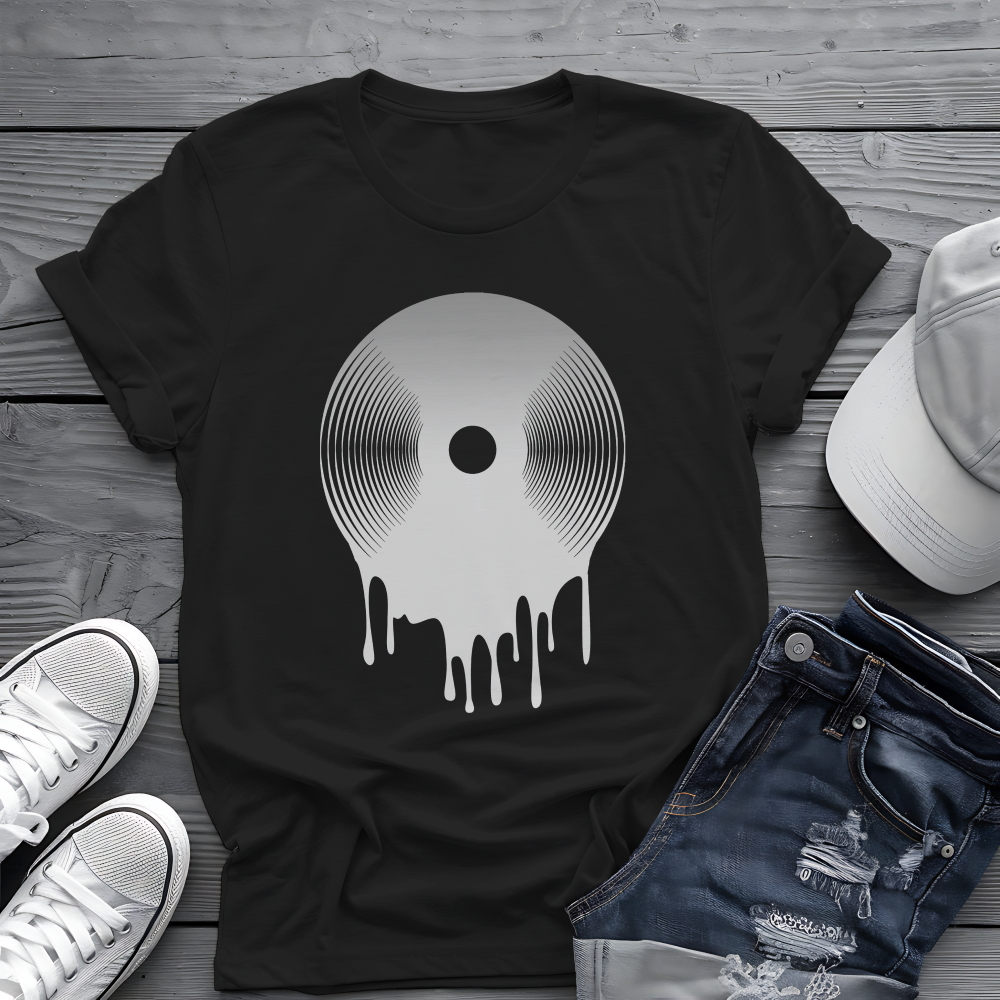Melting Vinyl Record Tee 🎶 Abstract Music Art Shirt - Vinyl Lover Gift