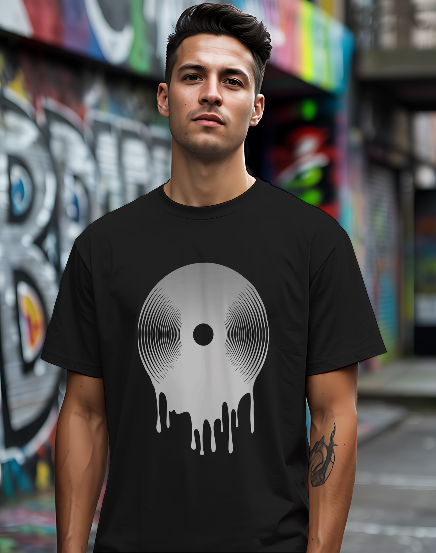 Melting Vinyl Record Tee 🎶 Abstract Music Art Shirt - Vinyl Lover Gift