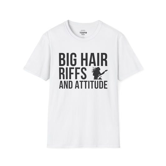 Big Hair Riffs And Attitude Tee 🎸 80s Rock Music Shirt