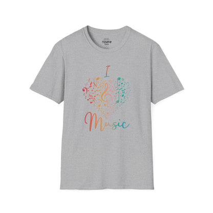 I Love Music Tee 🎶 Colorful Note Heart Shirt - Music Lover Gift