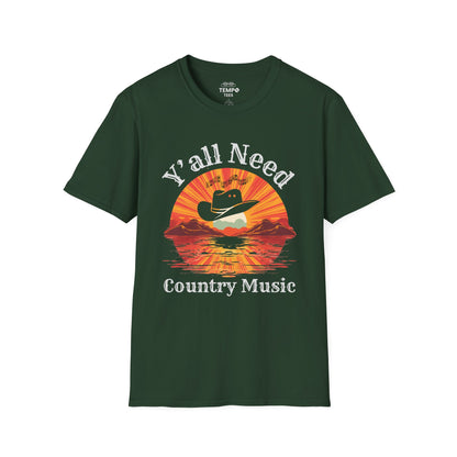 Y'all Need Country Tee 🤠🎶 Sunset Cowboy Hat Shirt