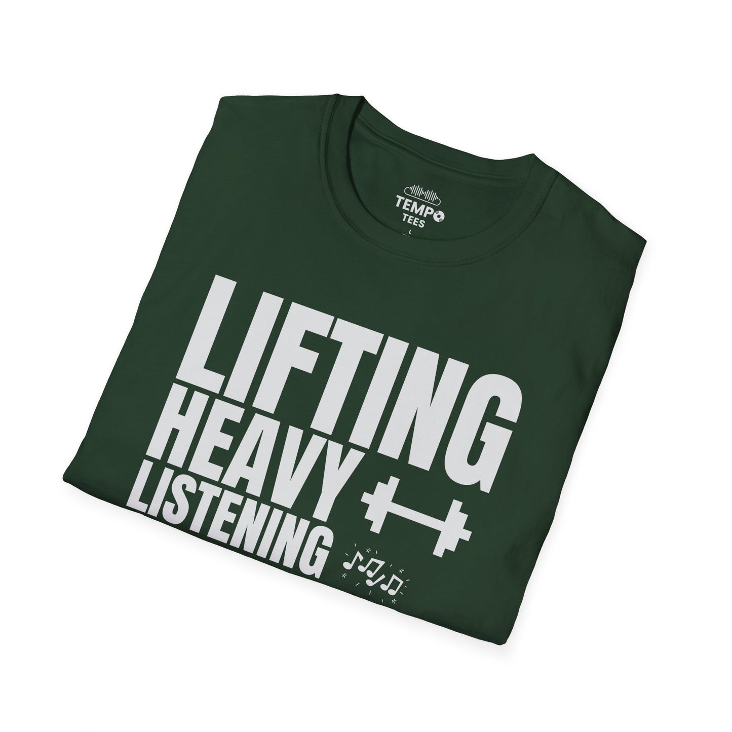 Lifting Heavy Listening Louder Tee 🏋️‍♂️ Music Workout Shirt