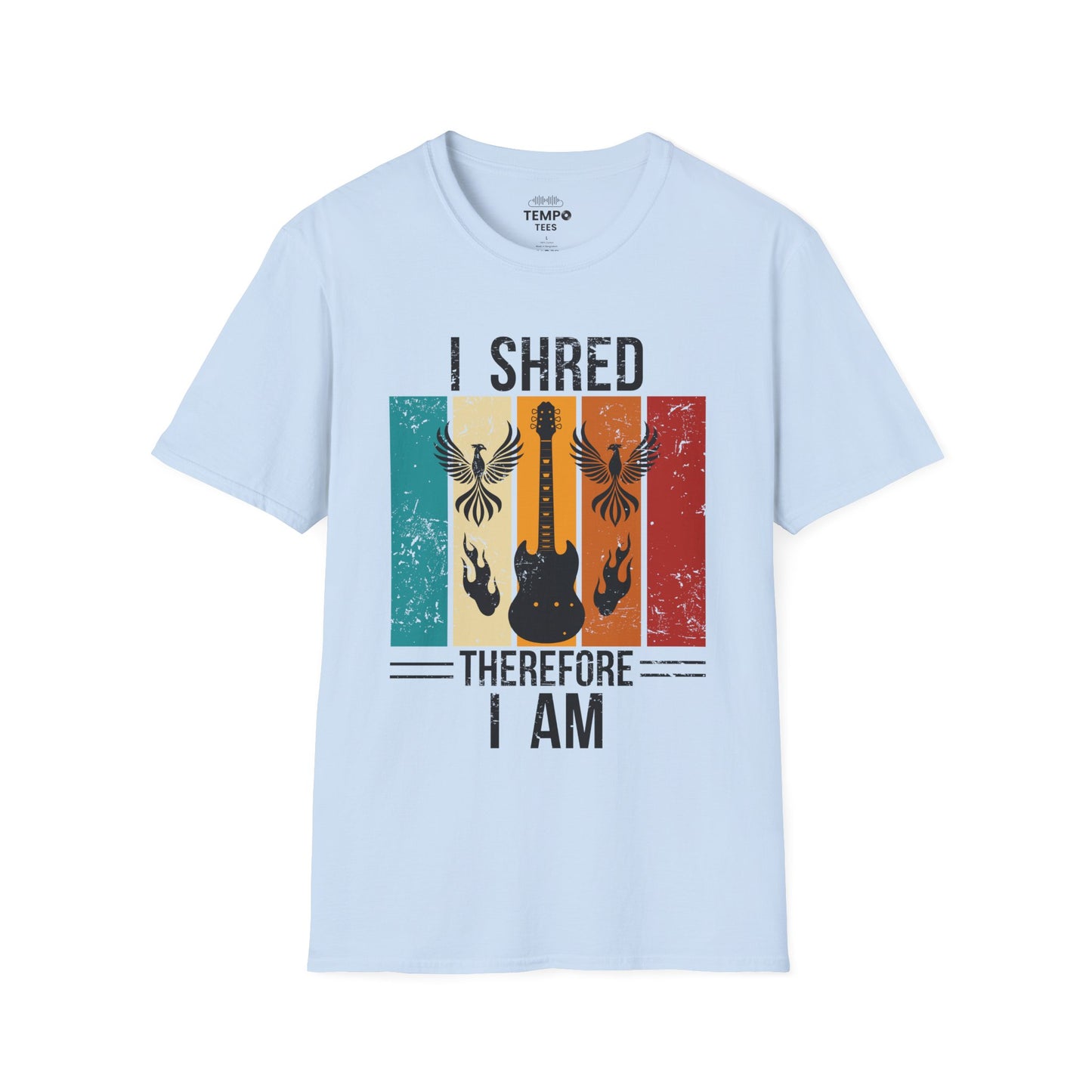 I Shred Therefore I Am T-Shirt 🎸 Retro Guitar Philosophy Shirt