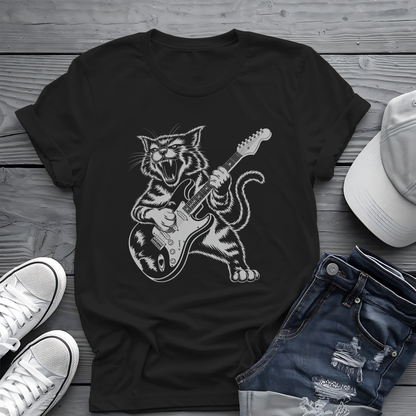 Rock Cat Guitar Tee 🎸 Funny Music Shirt