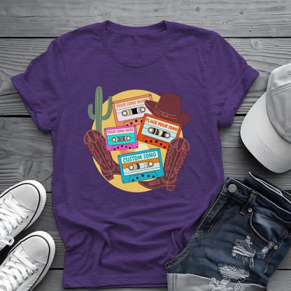 Custom Country Cassette Tee 🤠 Personalized Music Shirt - Retro Western Gift