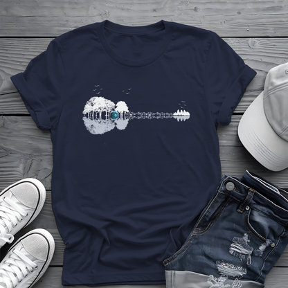 Guitar Forest Reflection T-Shirt – Nature Lover Music Tee for Guitarists