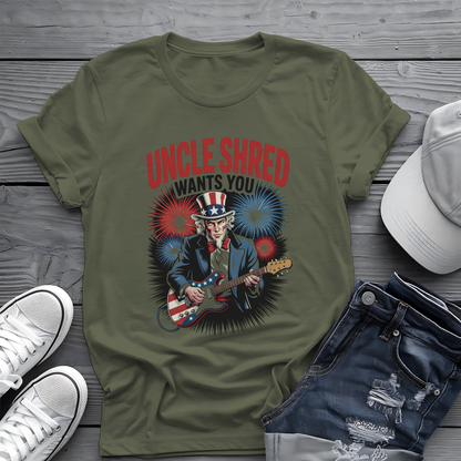 Uncle Shred Tee 🎸 Patriotic 4th of July Guitar Shirt - American Rock